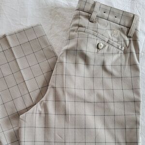 FootJoy FJ  Cream And Black Houndstooth Windowpane Plaid Golf Pants 30x32
